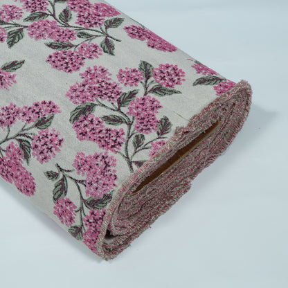 White Pink Floral Design Cotton Blend Jacquard | SKU: JDD-501