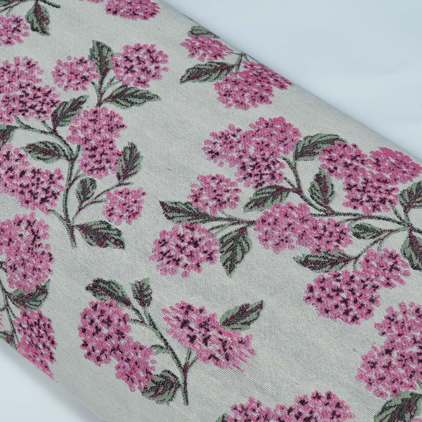 White Pink Floral Design Cotton Blend Jacquard | SKU: JDD-501