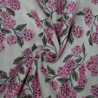 White Pink Floral Design Cotton Blend Jacquard | SKU: JDD-501