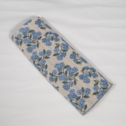 White Blue Floral Design Cotton Blend Jacquard | SKU: JDD-502