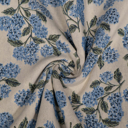 White Blue Floral Design Cotton Blend Jacquard | SKU: JDD-502