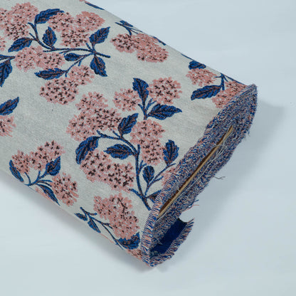 White Peach Floral Design Cotton Blend Jacquard | SKU: JDD-503