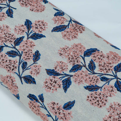 White Peach Floral Design Cotton Blend Jacquard | SKU: JDD-503