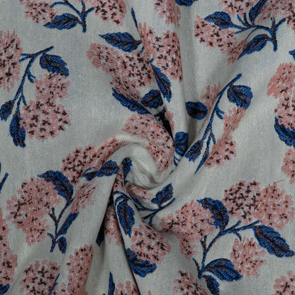 White Peach Floral Design Cotton Blend Jacquard | SKU: JDD-503