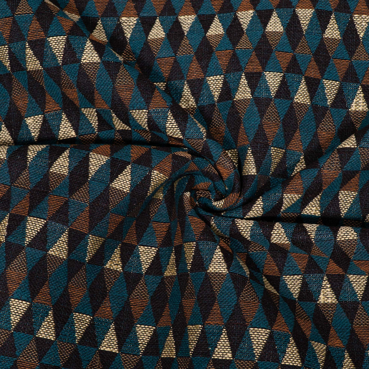 Green, Brown & Black Triangle Cotton Blend Jacquard Fabric - 54" (137 cm)