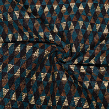 Green, Brown & Black Triangle Cotton Blend Jacquard Fabric - 54" (137 cm)