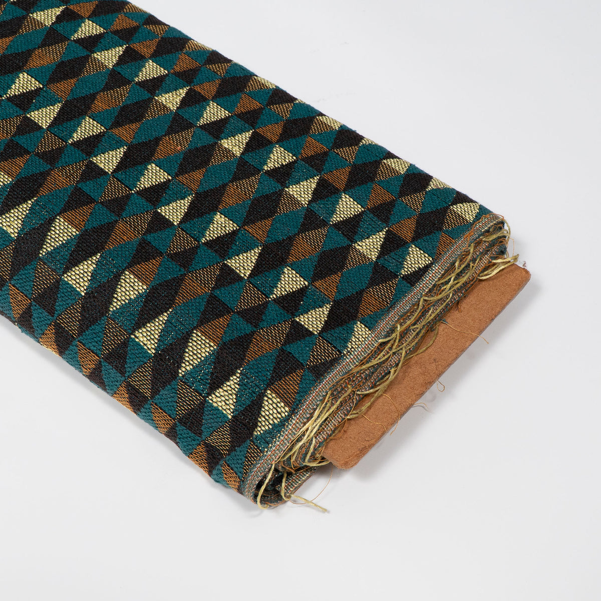Green, Brown & Black Triangle Cotton Blend Jacquard Fabric - 54" (137 cm)