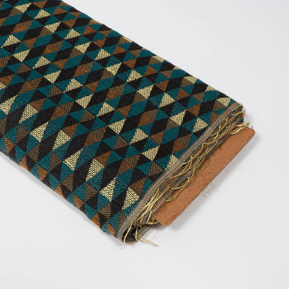 Green, Brown & Black Triangle Cotton Blend Jacquard Fabric - 54" (137 cm)