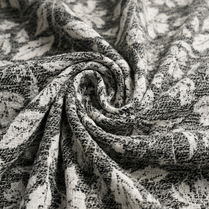 Grey Floral Design Cotton Velvet Blend Heavy Jacquard | SKU: JDD-519