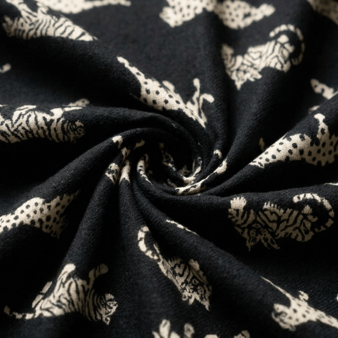 Black Tiger Design Cotton Blend Jacquard Fabric for Jackets | SKU: JDD-529