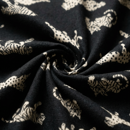 Black Tiger Design Cotton Blend Jacquard Fabric for Jackets | SKU: JDD-529