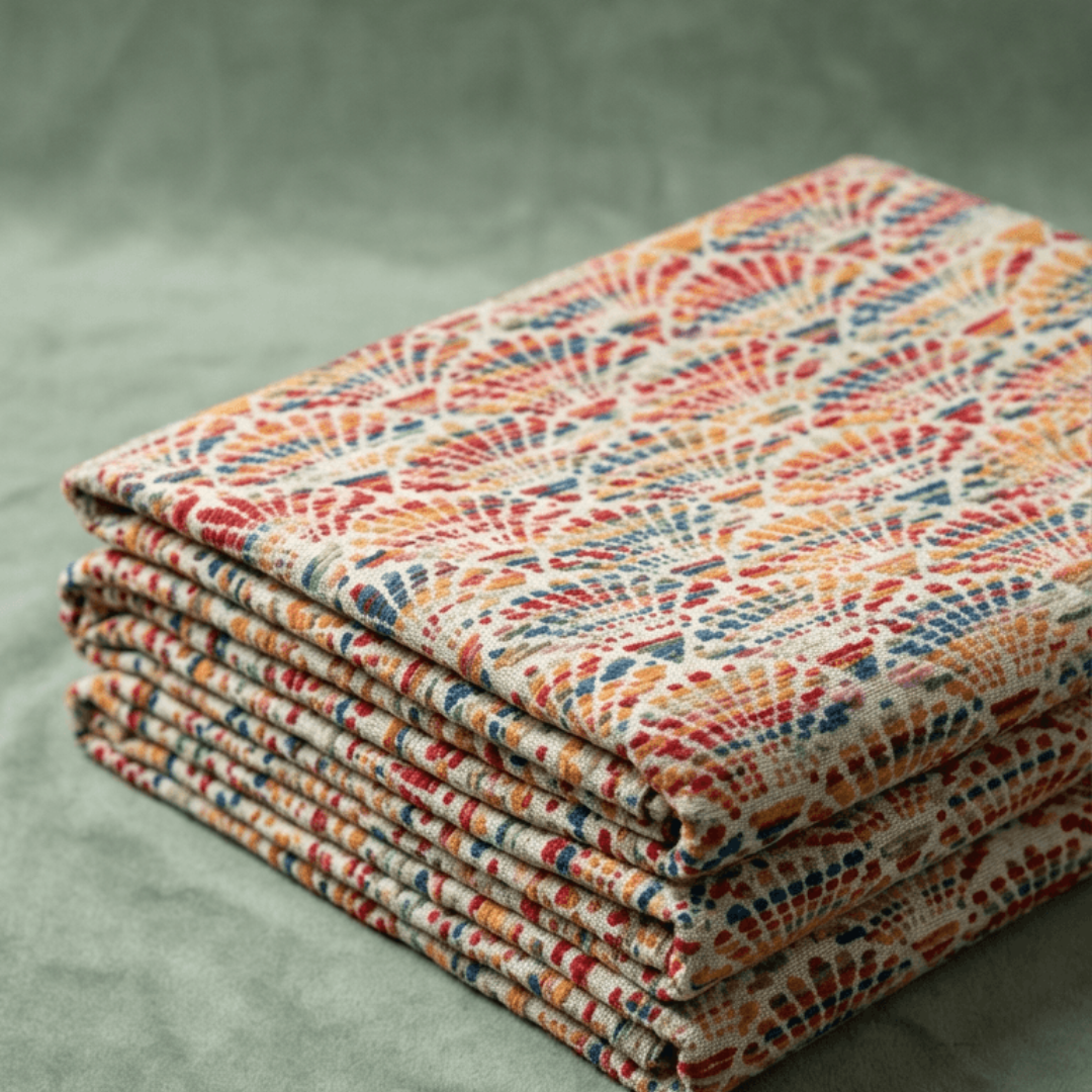 Multicolor Cotton Blend Jacquard Fabric for Furnishng | SKU: JDD-530