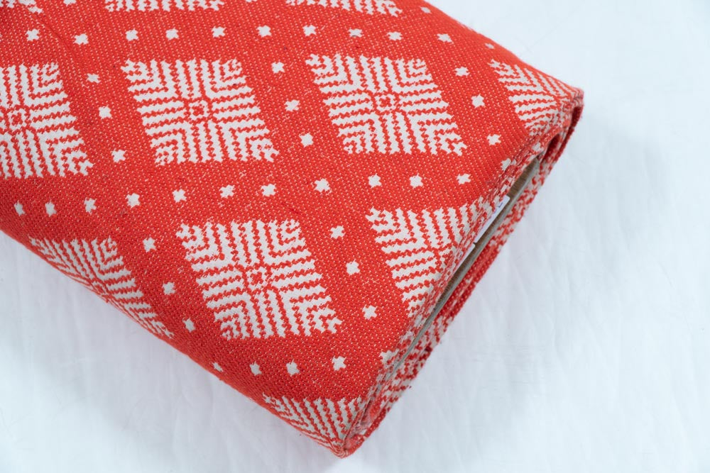 Orange & White Cotton Blend Jacquard (SKU: JDD-84)