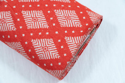 Orange & White Cotton Blend Jacquard | SKU: JDD-84