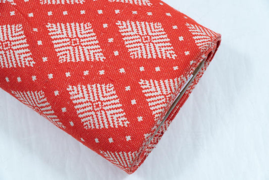 Orange & White Cotton Blend Jacquard (SKU: JDD-84)