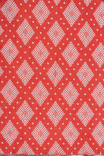 Orange & White Cotton Blend Jacquard | SKU: JDD-84