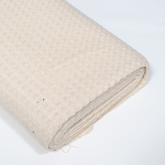 Off-White Textured Cotton Dyeable Jacquard Fabric - 54" (137 cm)