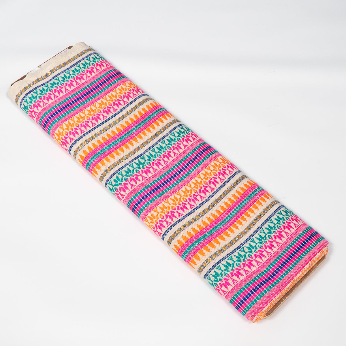 Pink, Orange & Green Capsule Cotton Acrylic Lurex Blend Jacquard Fabric - 54" (137 cm)