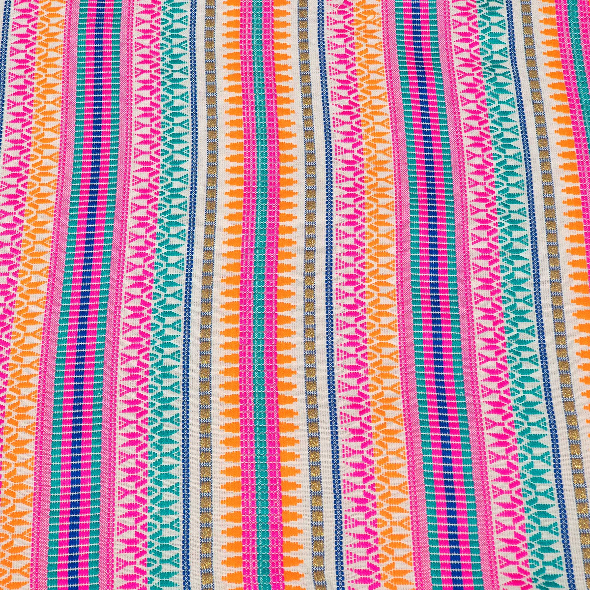 Pink, Orange & Green Capsule Cotton Acrylic Lurex Blend Jacquard Fabric - 54" (137 cm)