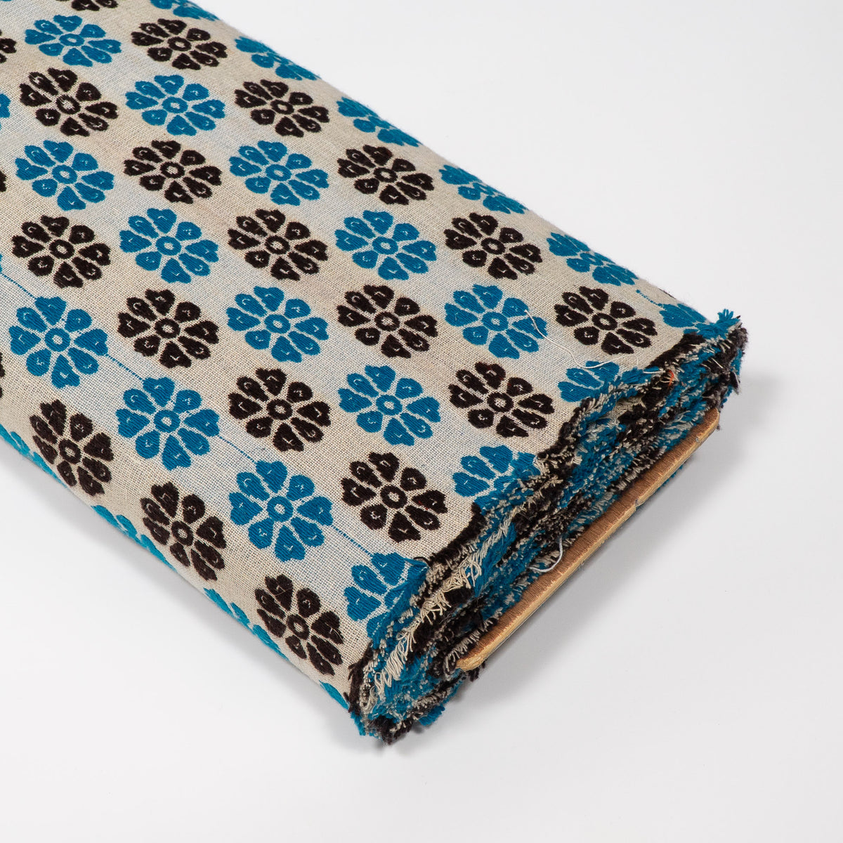 Blue, Black & White Cotton Blend Jacquard Fabric - 54" (137 cm)