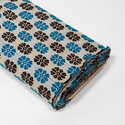 Blue, Black & White Cotton Blend Jacquard Fabric - 54" (137 cm)