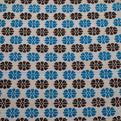 Blue, Black & White Cotton Blend Jacquard Fabric - 54" (137 cm)
