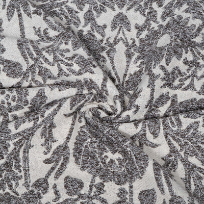 Grey & Cream Floral Cotton Blend Jacquard Fabric - 54" (137 cm)