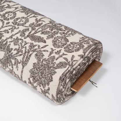 Grey & Cream Floral Cotton Blend Jacquard Fabric - 54" (137 cm)