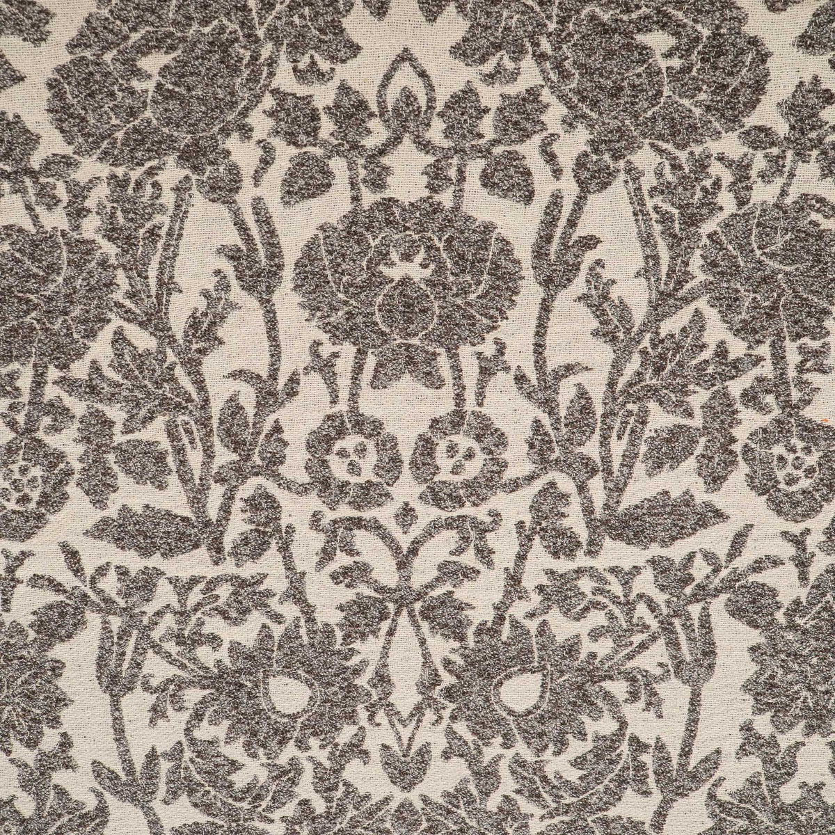 Grey & Cream Floral Cotton Blend Jacquard Fabric - 54" (137 cm)