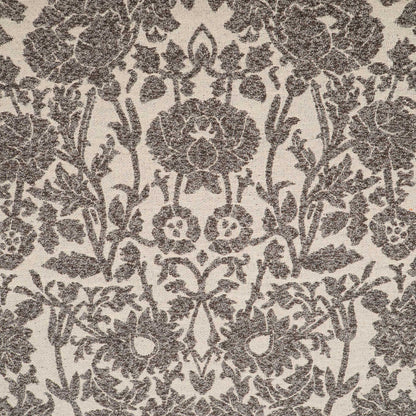 Grey & Cream Floral Cotton Blend Jacquard Fabric - 54" (137 cm)