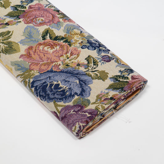 Multicolor Floral Design Cotton Blend Jacquard Fabric for Jackets | Width: 54"