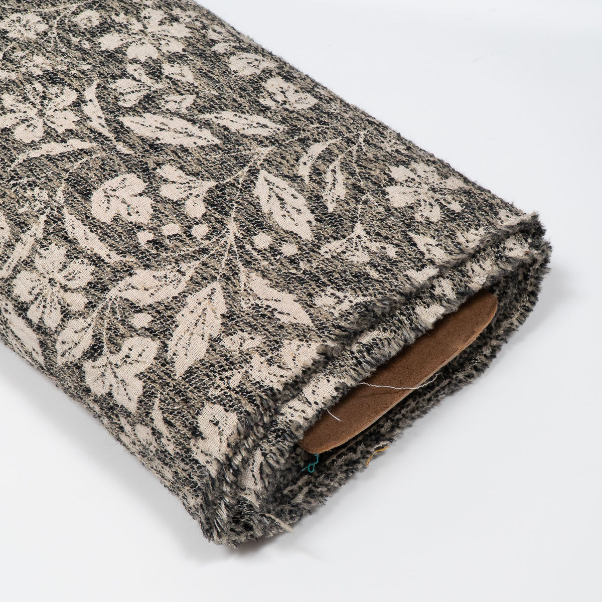 Grey & Cream Floral Cotton Blend Jacquard Fabric - 54" (137 cm)