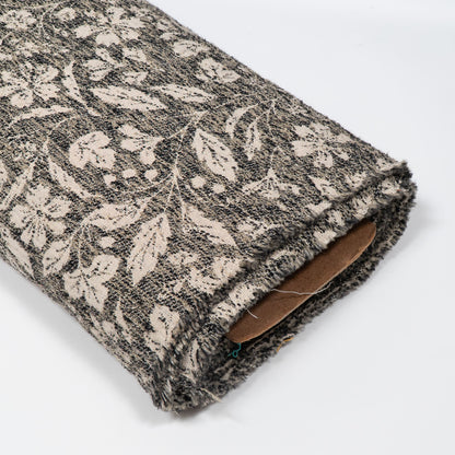 Grey & Cream Floral Cotton Blend Jacquard Fabric - 54" (137 cm)
