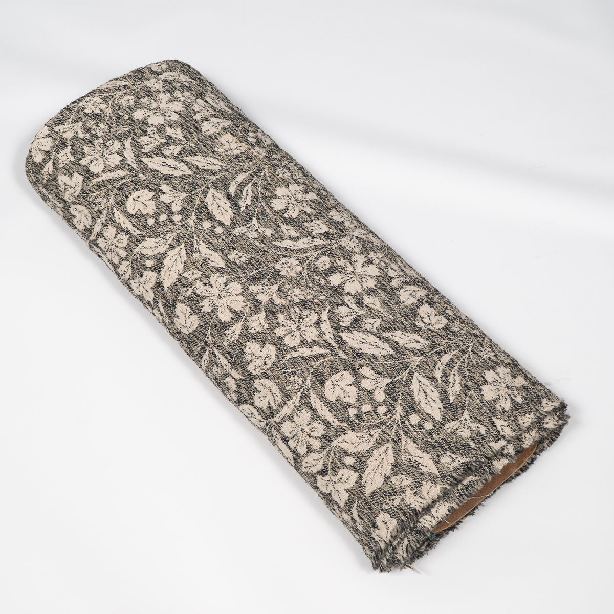 Grey & Cream Floral Cotton Blend Jacquard Fabric - 54" (137 cm)