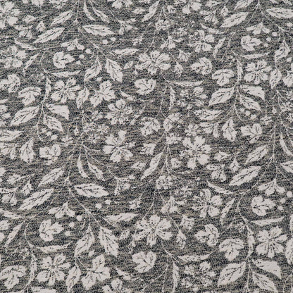 Grey & Cream Floral Cotton Blend Jacquard Fabric - 54" (137 cm)