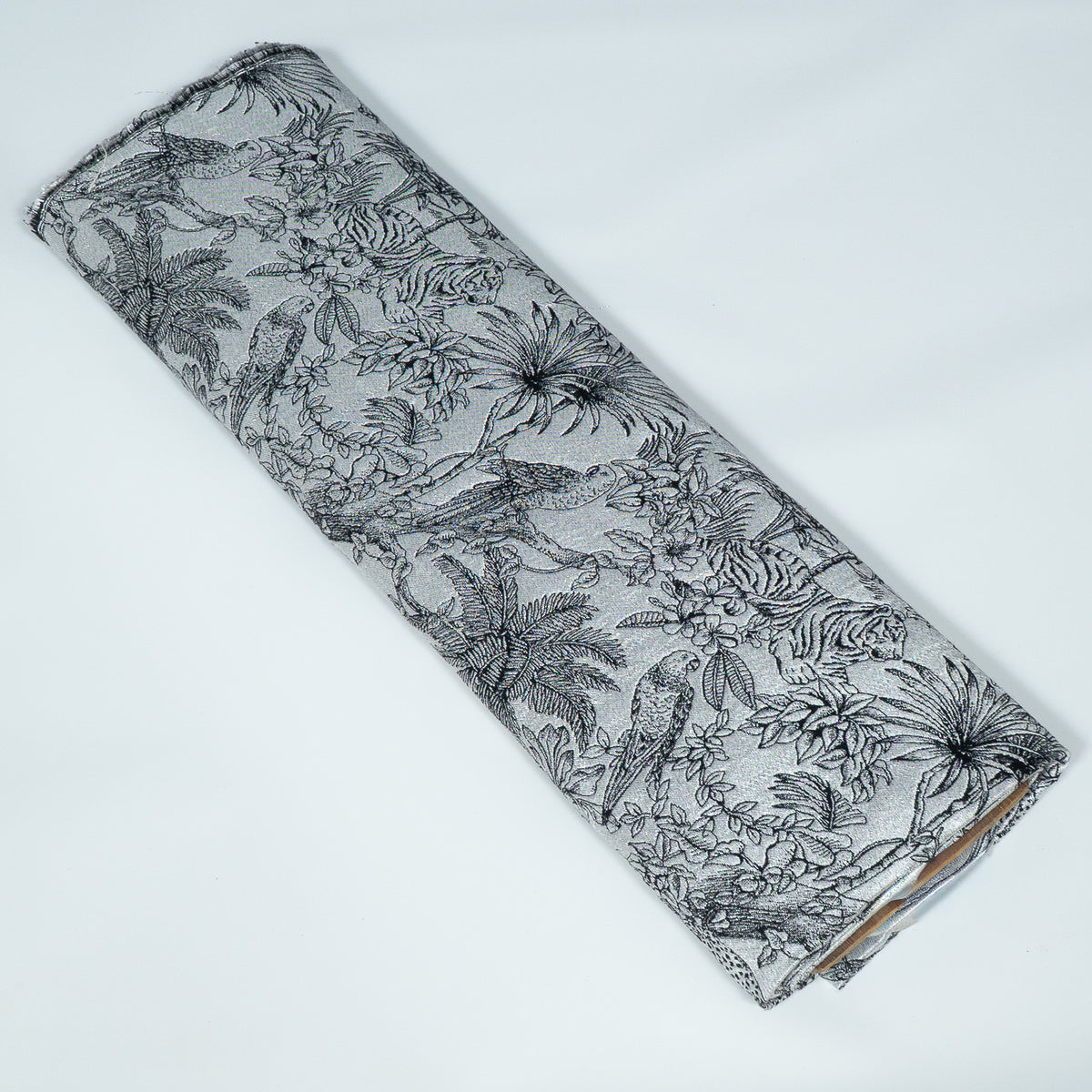 Black & White Floral Animal Tropical Cotton Lurex Blend Jacquard Fabric - 54" (137 cm)