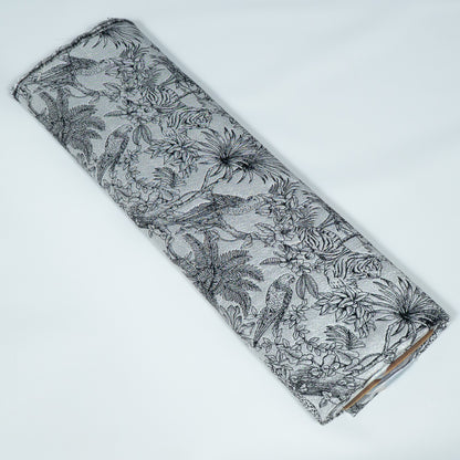 Black & White Floral Animal Tropical Cotton Lurex Blend Jacquard Fabric - 54" (137 cm)