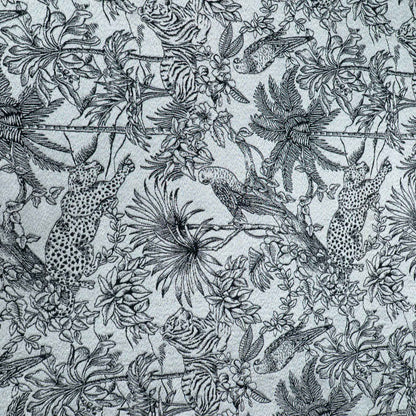 Black & White Floral Animal Tropical Cotton Lurex Blend Jacquard Fabric - 54" (137 cm)