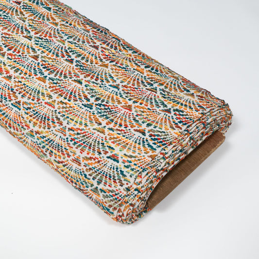 Multicolor Textured Cotton Blend Jacquard Fabric for Furnishing | Width: 54"