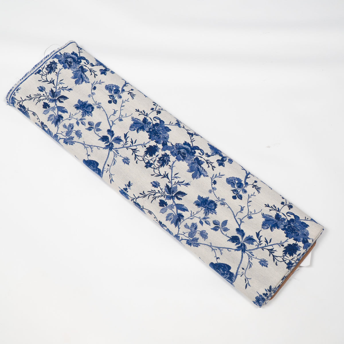 Blue & White Floral Cotton Blend Jacquard Fabric - 54" (137 cm)