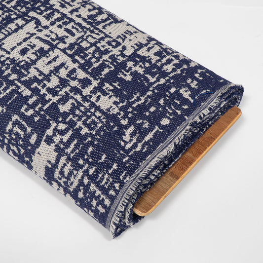 Blue & White Cotton Jacquard Fabric - 54" (137 cm)
