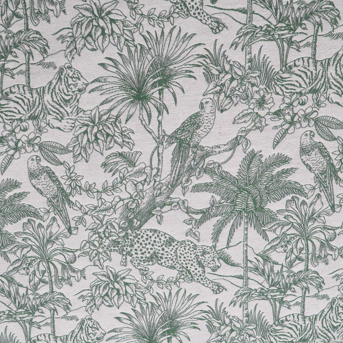Green & White Tropical Jungle Cotton Blend Jacquard Fabric - 54" (137 cm)