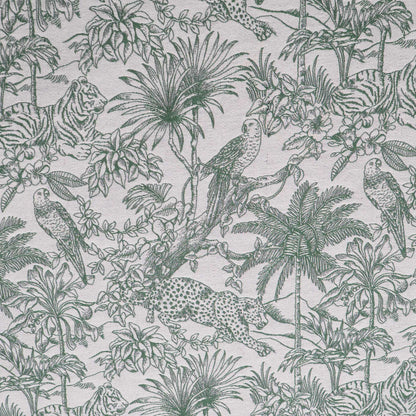 Green & White Tropical Jungle Cotton Blend Jacquard Fabric - 54" (137 cm)