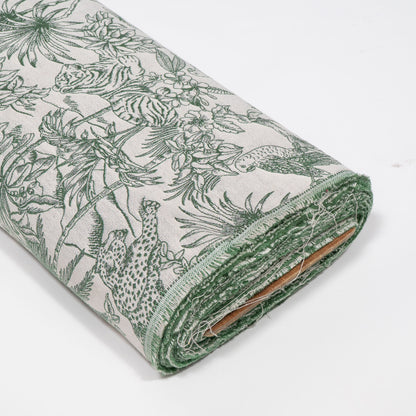 Green & White Tropical Jungle Cotton Blend Jacquard Fabric - 54" (137 cm)