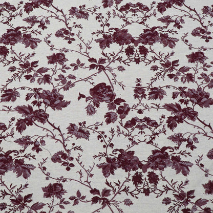 Maroon & White Floral Cotton Blend Jacquard Fabric - 54" (137 cm)
