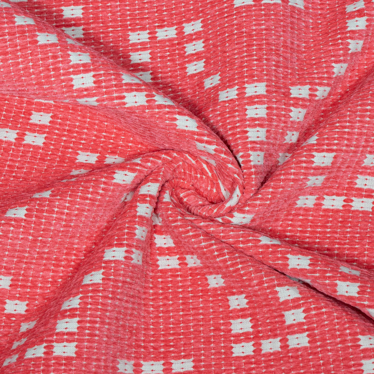 Pink color Cotton Velvet Blend Jacquard Fabric for Furniahing | Width: 54"