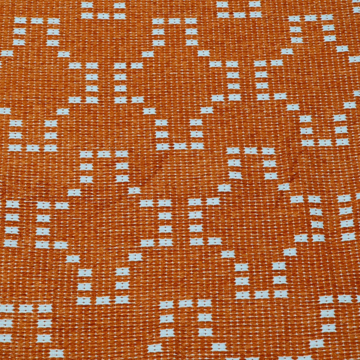 Burnt Orange Cotton Velvet Blend Jacquard Fabric for Furnishing | Width: 54"