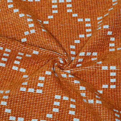 Burnt Orange Cotton Velvet Blend Jacquard Fabric for Furnishing | Width: 54"
