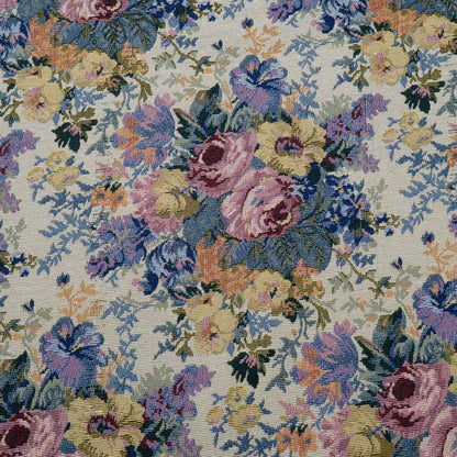 Multicolor Floral Design Cotton Blend Jacquard Fabric for Furnishing | Width: 54"