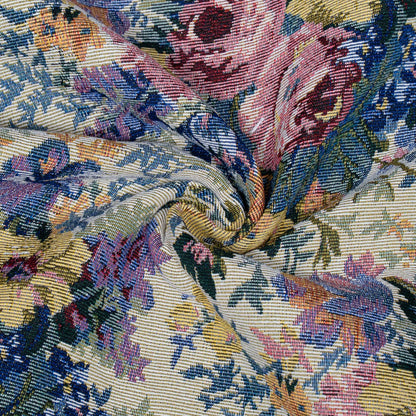 Multicolor Floral Design Cotton Blend Jacquard Fabric for Furnishing | Width: 54"